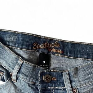 Southpole Jeans Capri Cuffed Embellished Pockets Denim Blue‎ Size 3